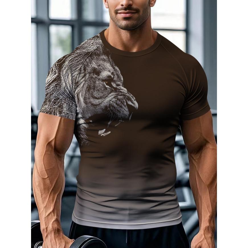 Tiger Lion Wolf Animals Pattern Men Summer Sportwear T-shirts O Neck Short Sleeve 3d Printed T Shirt Casual Breathable Tops