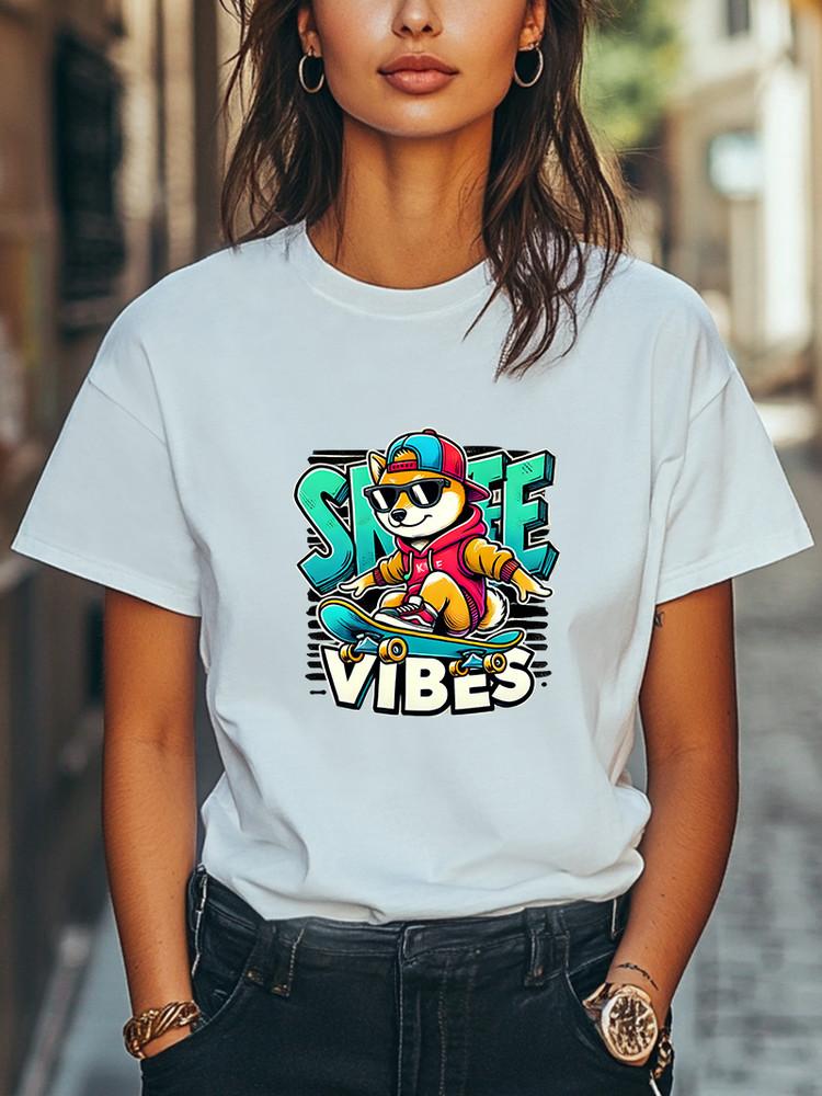 

Skate Vibes T-Shirt Cool Shiba Inu Dog on Skateboard Men Women Unisex T-Shirt Unisex T-Shirt XXL