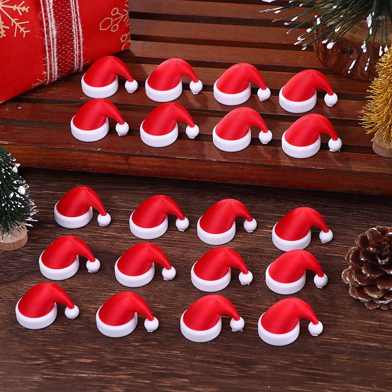 10/20Pcs 3D Printed Christmas Santa Hat Wine Bottle Ornaments Home Xmas Decorations Alcohol Bottle Mouth Decorative Caps Gift