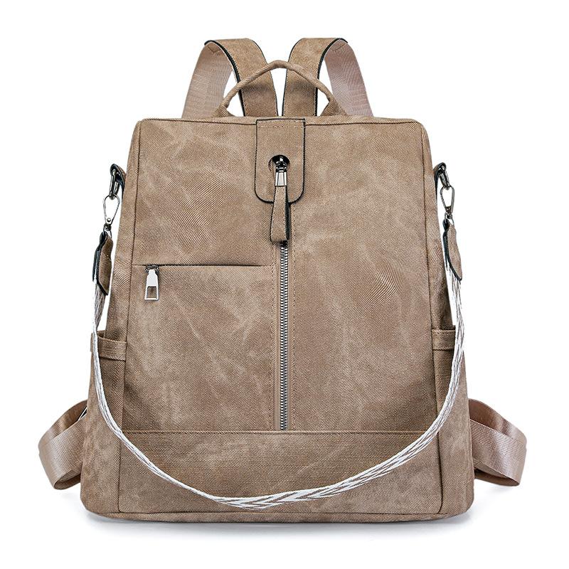 Ladies' Backpacks, PU Women's Bags, European and American Retro Casual Outdoor Travel Backpacks, Anti-theft Bags