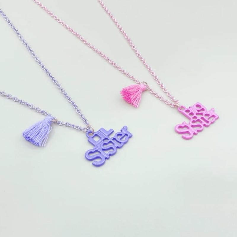 2Pcs/Set Sweet Big Sister Lil Sister Letter Pendant Chain Best Friend Necklace Bff Friendship Jewelry Gifts For Kids