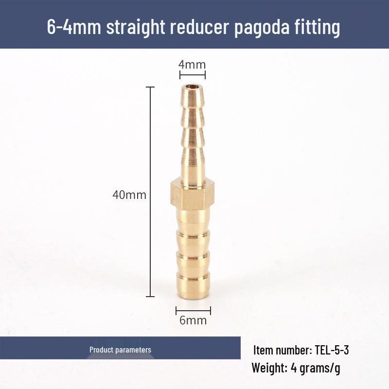 Brass Reducing Pagoda Plug for Hose Fitting - Converts 4mm To 19mm Diameters