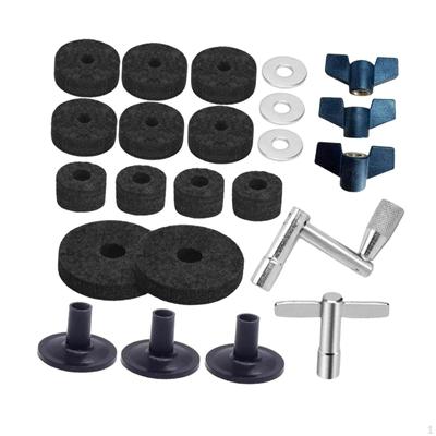 23 Piece Cymbal Parts Set with Wing Nuts and Drum Key, Stand Sleeve for Drums