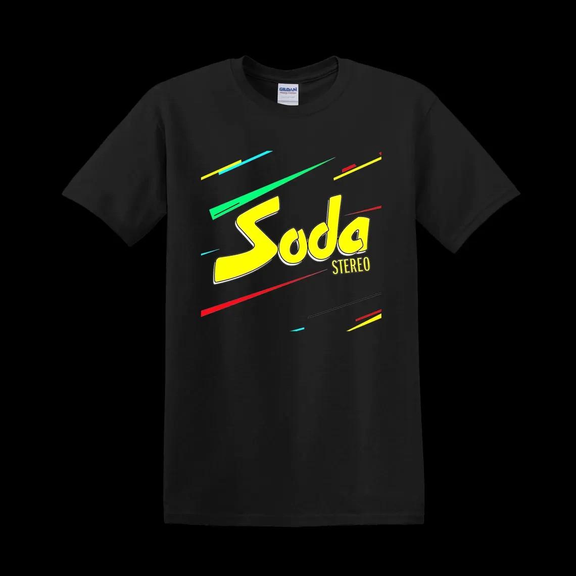 Унисекс черная хлопковая футболка в стиле Soda Stereo, полный размер S-5XL TU1793 XXL