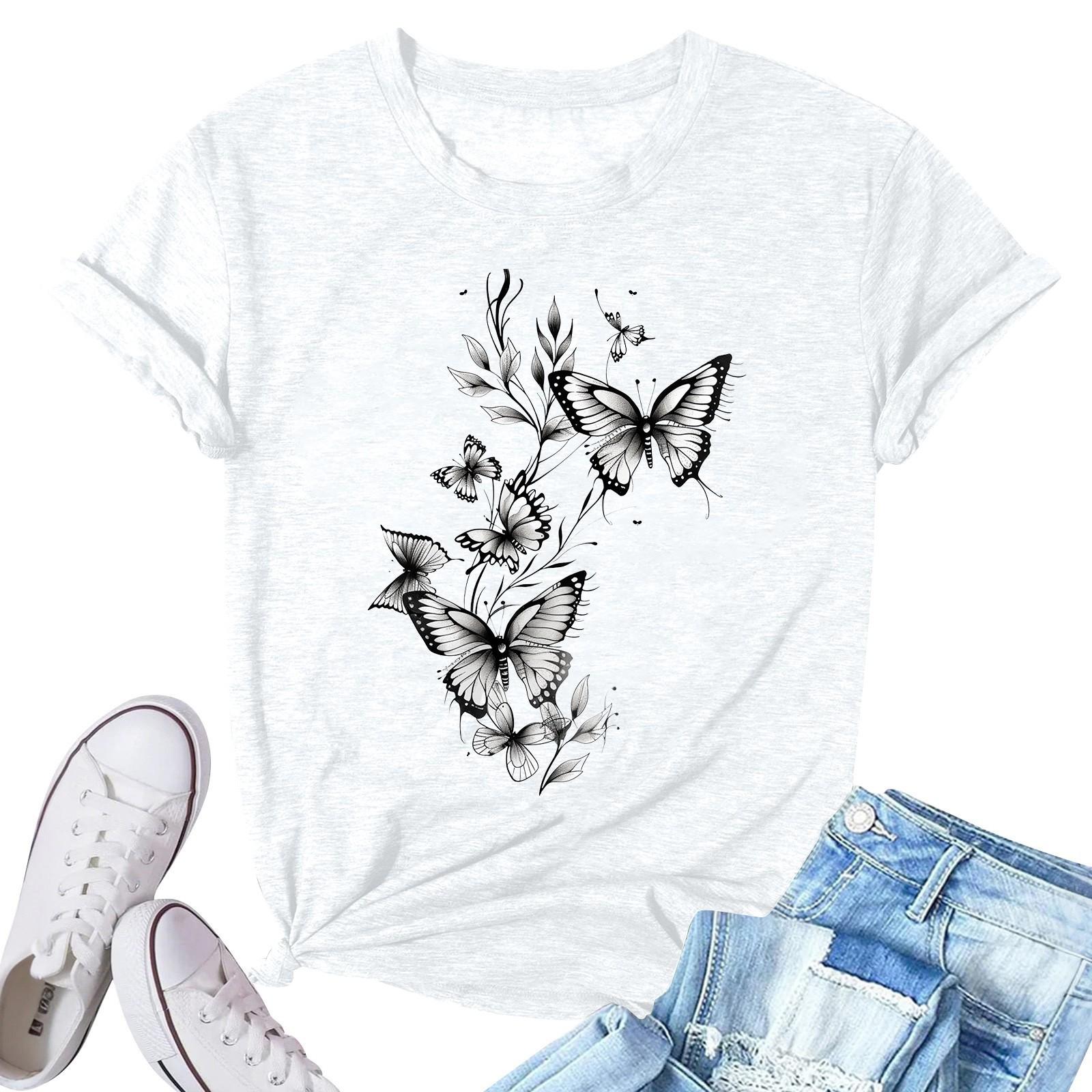 

Женская модная повседневная плиссированная футболка с коротким рукавом с принтом M белый