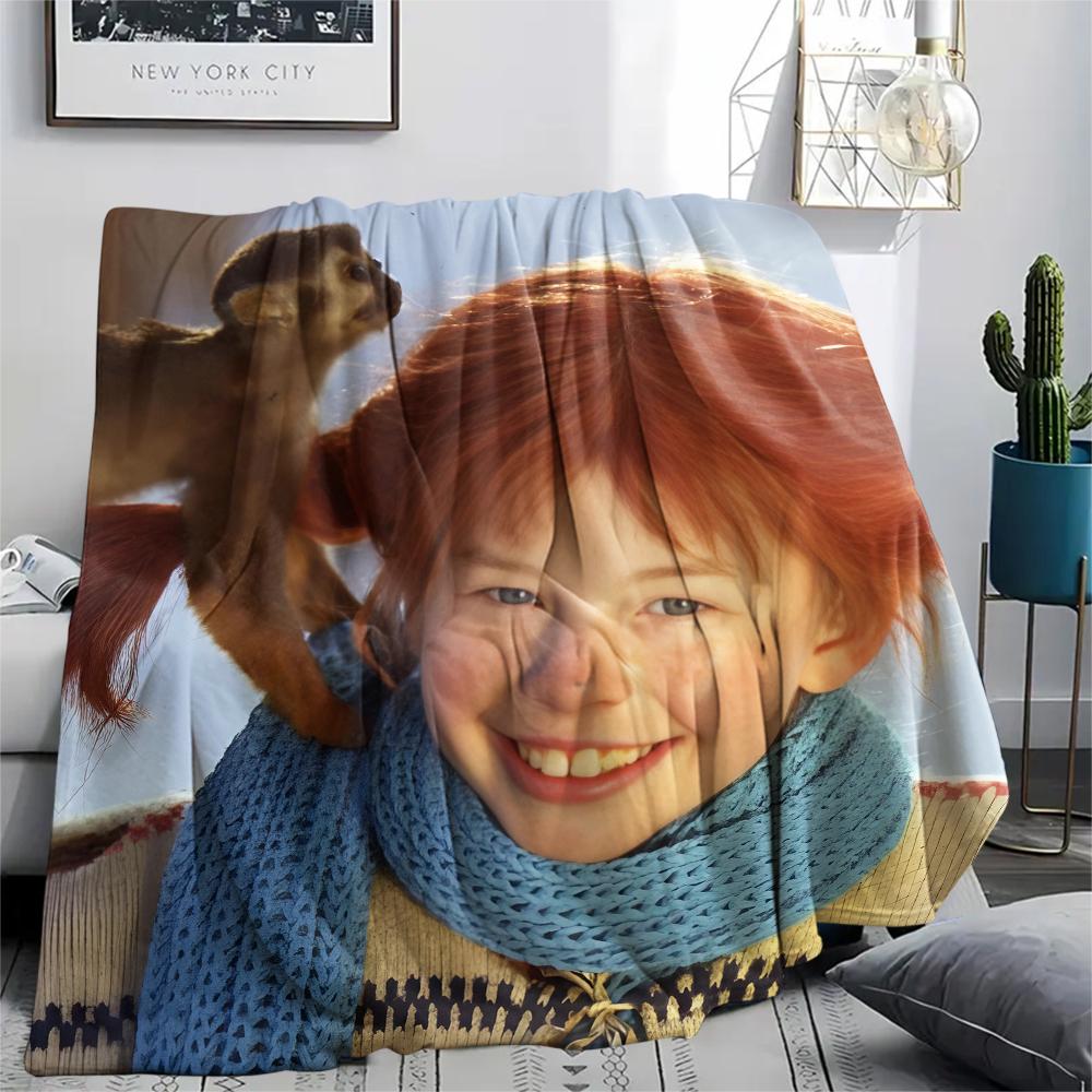 1pz Coperta in Flanella con Stampa Pippi Calzelunghe, Alta Qualità per Tutte le Stagioni, Decorazione per la Casa, Calore e Comfort, Perfetta per Regali di Natale