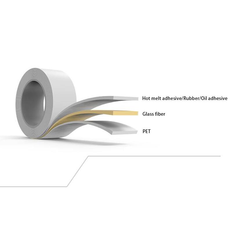 50M Commodity Grade Heavy Duty Transparent Reinforced Fiberglass Tape Stripe Grid Mesh Heat-Resistant Packaging Tape