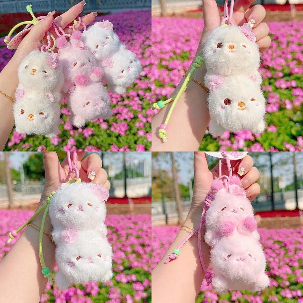 Sakura Cat Season Bear Rabbit Plush Animal Keychain Pendant Decoration Gift