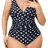 2025 Plus Size Polka Dot Backless One-Piece Swimsuit for Women
