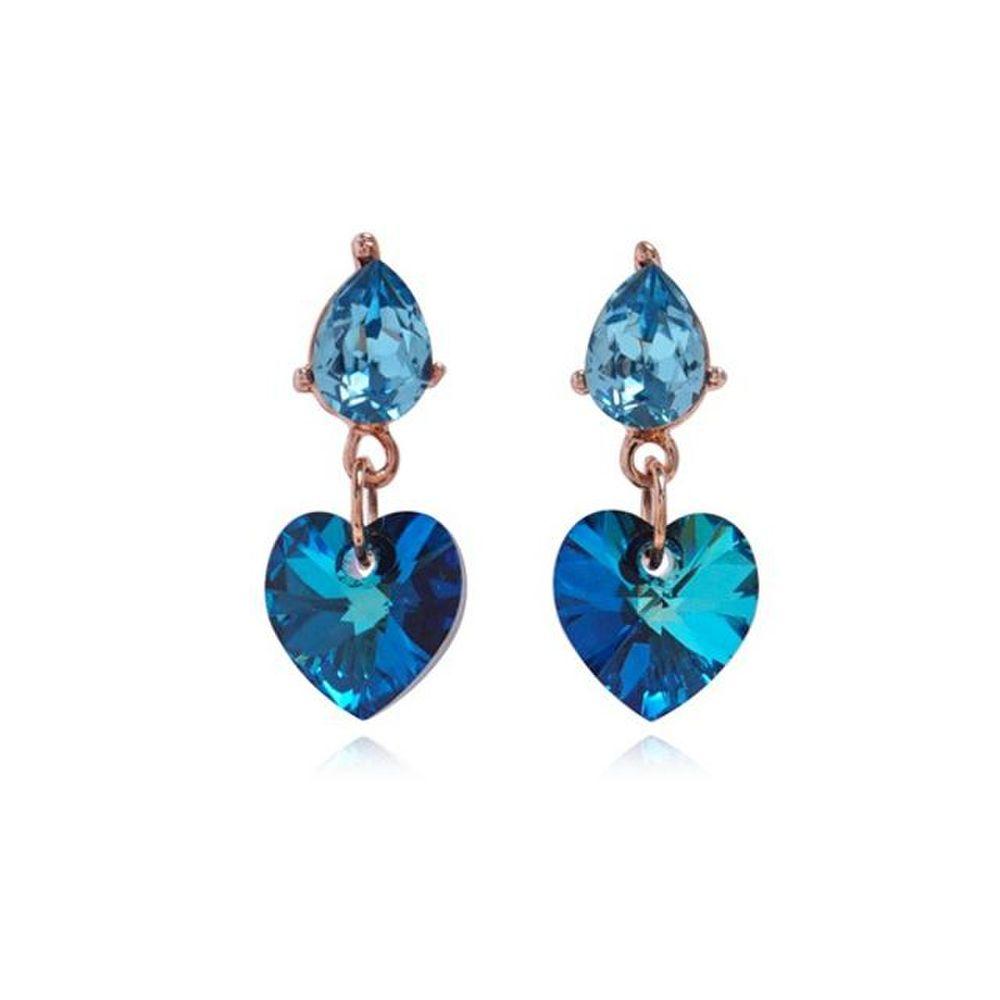 E550 Blue Austrian Crystal Silver Needle Earrings