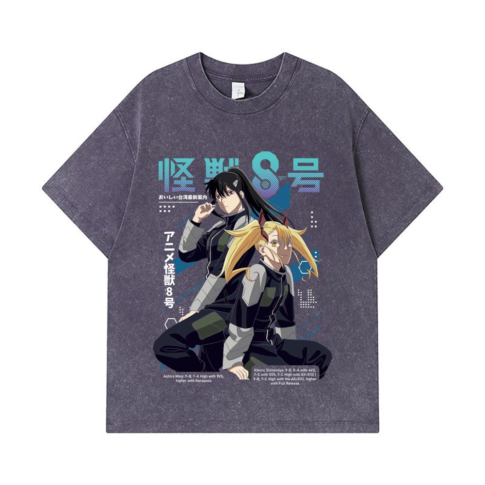 275 GSM Washed T-shirts 100% Cotton Kaiju No 8 V13 Print Unisex Heavy Cotton T Shirt