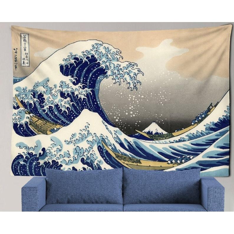 The Great Wave off Kanagawa tapestry 75x100 чёрный