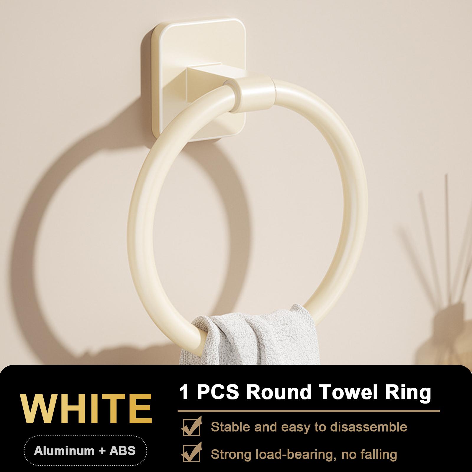 

Space Aluminum Towel Holder No Drilling Bathroom Rack Black Towel Ring Rail Bar Kitchen Storage