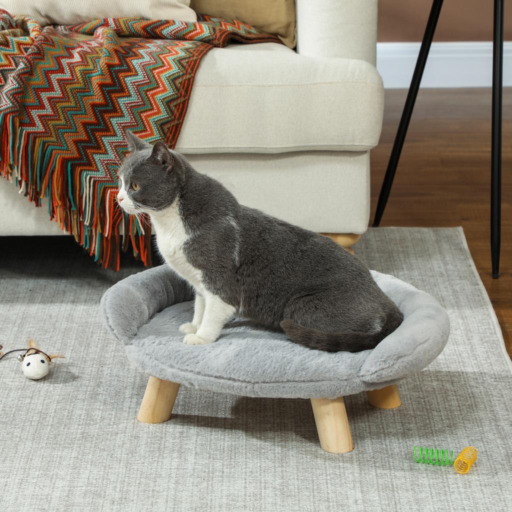 Removable Plush Sofa Bed for Dogs and Cats with Backrest, 47x40x20 Cm, Grey