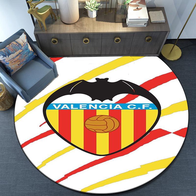 Valencia Cf Crest Design Round Rug for Livingroom,Bedroom, Palyroom, Chair Rug, Area rug, Circle Carpet, Large Size Fan Christmas gift