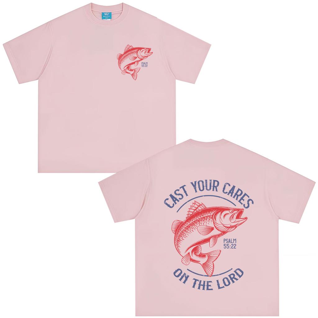 Cast Your Cares on The Lord Bible Verse Christian Fish Graphics Tshirt Unisex Unisex Hiphop Loose Casual Cotton Vintage Tshirts