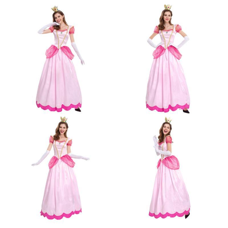 Mario Prinzessin Kostümkleid mit Lycra-Stoff für Halloween-Bühnenauftritte