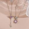 2pcs/set Zircon Heart Pendant Necklace Crystal Angel Wing Collarbone Chain for Women Girl Aesthetic Jewelry Long Chain
