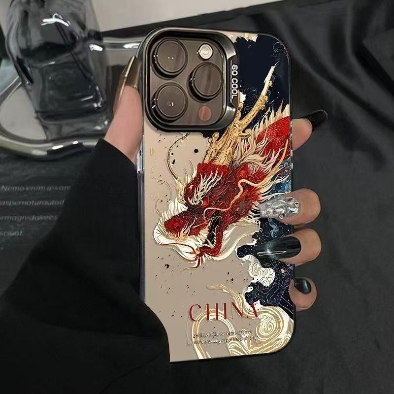 Guochao Shenlong Apple 13 Handyhülle iPhone15 Laser 14 Anti-Drop 11 Kreativ 12promax Trend 78