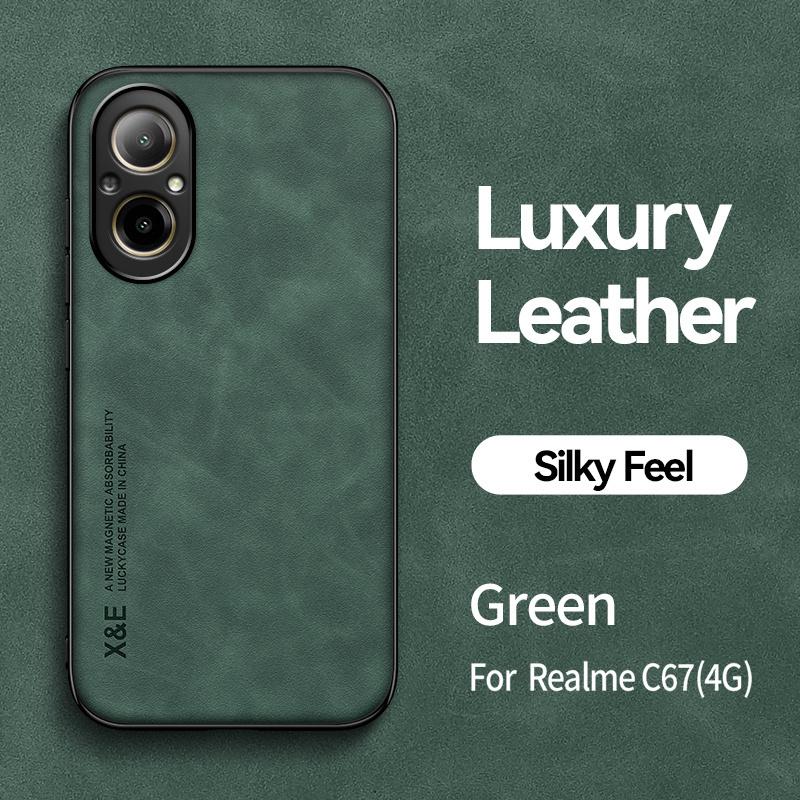 For Realme C67 4G Case Magnetic Leather Back Cover for Oppo Realmi C67 4G RealmeC67 RMX3890 6.72" Camera Protect TPU Phone Cases