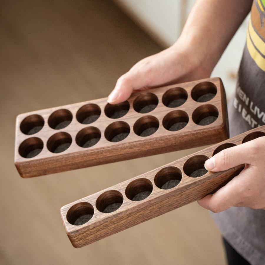 1Pc Walnut Essential Oil Cosmetics Storage Rack Wooden Desktop Standing Display Rack Bathroom Kitchen Household Partition Log