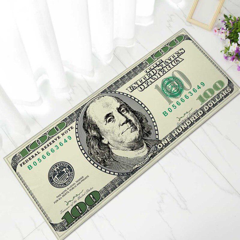 Yüz Dolar 100 Fatura Baskı Alanı Halı Kaymaz Destekli Modern Ev Dekor Halı Yolluk Mat