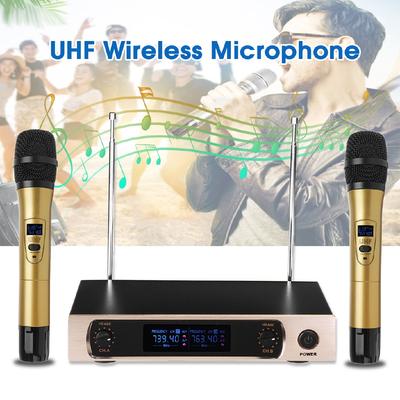 Profesionální bezdrátový mikrofonní systém 220 V UHF 2kanálový LCD dvoukanálový bezdrátový ruční mikrofon Karaoke KTV Jevištní párty řeč