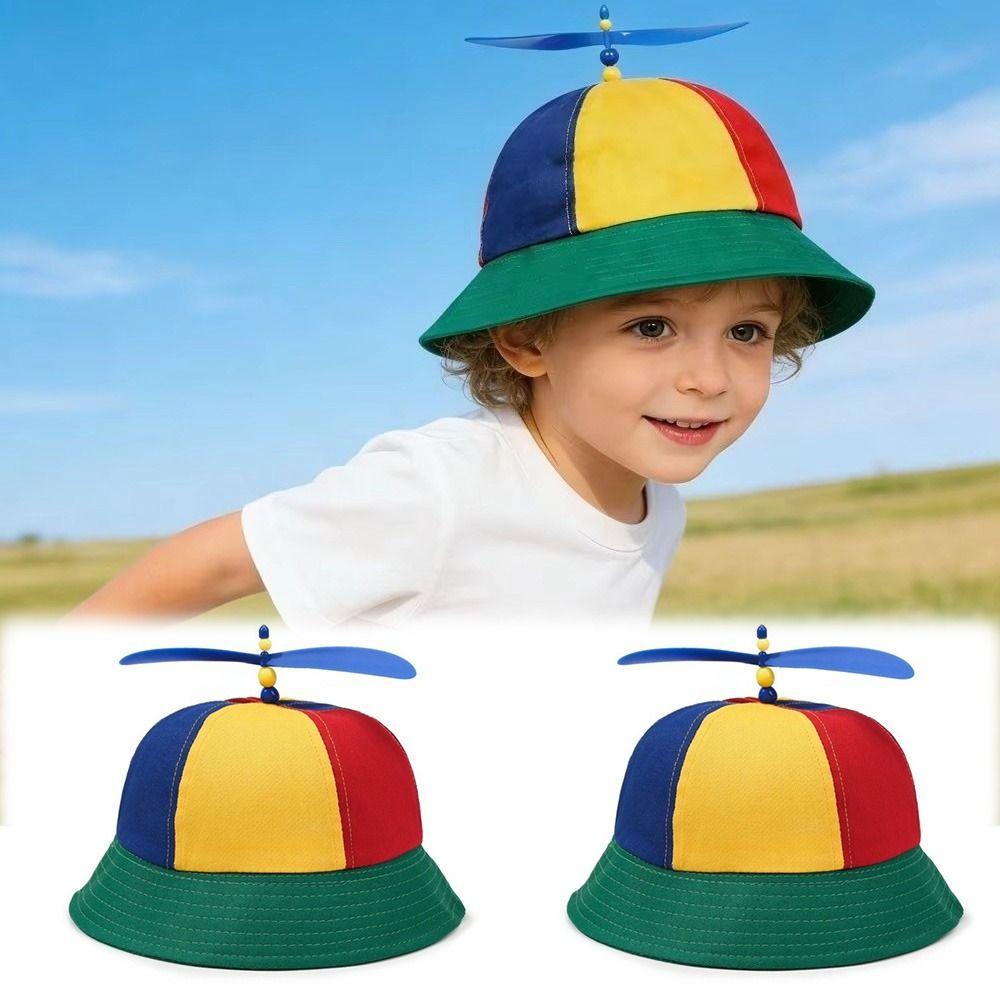 Rainbow Windmill Bamboo Dragonfly Cap Sun Protection Fishermen Cap Summer Beach Cap  Kids Adults