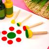5PCS Round Foam Sponge Brush with Wooden Handle Durable Resuable Sponge Brushes for Kids DIY Painting Supplies