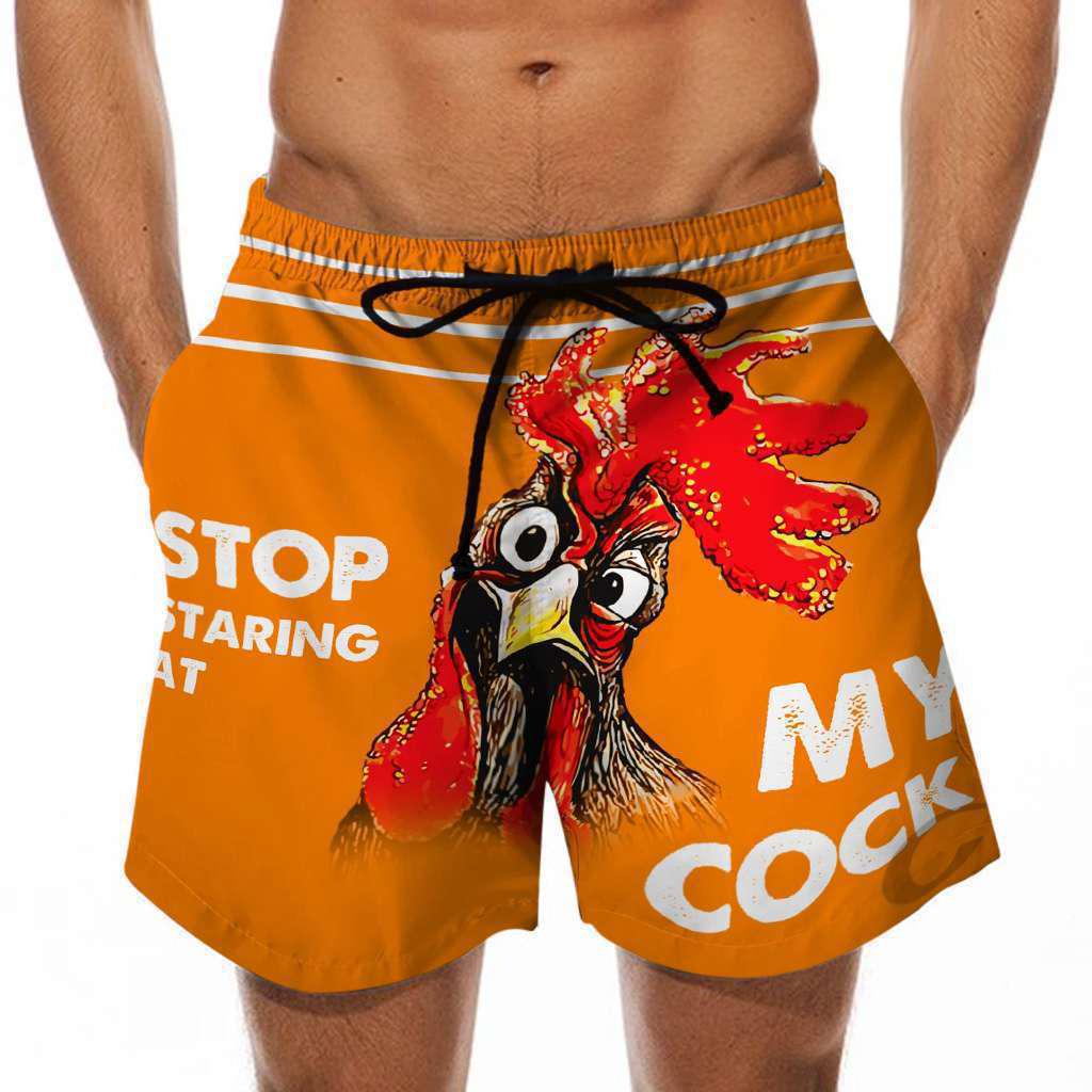 Men's 3D Turkey Head & Banana Print Swim Shorts