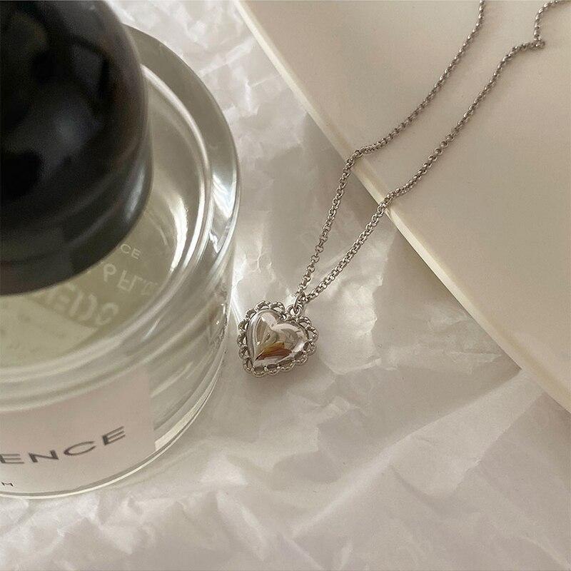 Sterling Color Graceful Lace Heart Charm Pendant Pendant Necklace Modish Stylish Gathering Party Event Choker Pendant Necklace Wedding