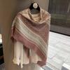 Ethnic Style Retro 130 Large Square Scarf Female Travel Photo Scarf Thin High-End Air-Conditioned Room With Pink Shawl