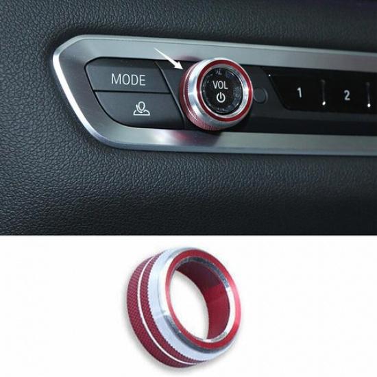 Cover Trim Fit For BMW X5 G05 Red Aluminum -21 Console Volume Switch Button