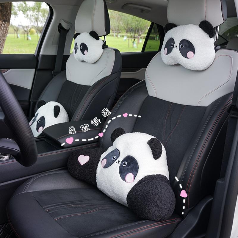 Panda Car Headrest Neck Pillow Cute Plush Comfort Car Headrest Neck Pillow Four Seasons General Motors Headrest Supplies