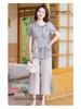 2025 Summer Chinese Style Top & Chiffon Short Sleeve Two-Piece Set for Middle-Aged Women