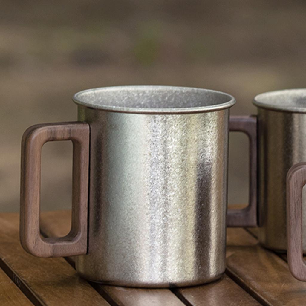 Titanium Camping Cup Pure Ti Travel Mug Wooden Handle 300ml/450ml Outdoor Portable Large Beer Mug