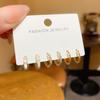 6Pcs/Set  Silver Color Zircon  Hoop Earrings For Women Egirl Simple Metal Circle Earrings Aesthetic Y2K Jewelry