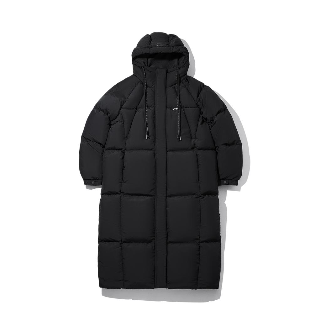 Li Ning Trendy Sports Series Reflective Water-Resistant Warm Loose Long Duck Down Jacket Women outerwear AYMV478-3