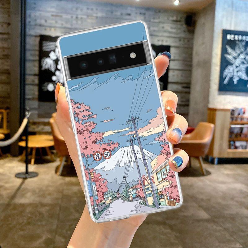 INS Korean Sunset Scenery Phone Case For Google Pixel 8 7 6 Pro Soft Shell For Pixel 6A 5 4 5A 4A 3A XL 5G Silicone Clear Cover