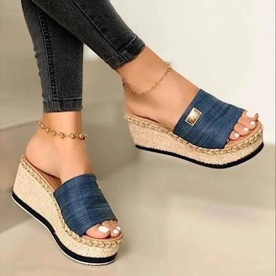Womens Platform Mules Slipper High Heels Sandal Thick Bottom Casual Shoes Ladies Leisure Summer Wedges Sandals Woman Shoes