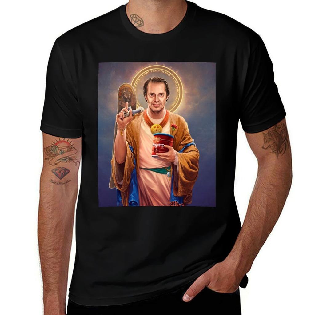 Saint Steve Of Buscemi Steve Buscemi Original Religious Painting Tshirt Stretch Fabric Comfort Tshirt