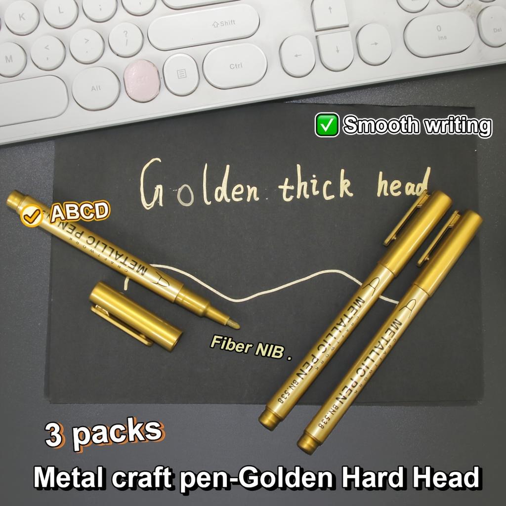 3/6Pcs Waterproof Permanent Paint Marker Pen, Gold and Silver Ink, Metallic, Rock, Mug, Ceramic, Glass, DIY Painting Supplies