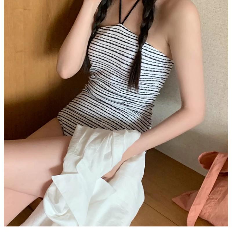 Womens Striped One-Piece Swimsuit With Tummy Control Slimming Fit Padded Bust No Underwire Resort Swimming