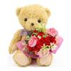 Respect for the Aged Day Gift Flower Teddy Bear Stuffed Toy Flower Arrangement Bouquet Set Beige