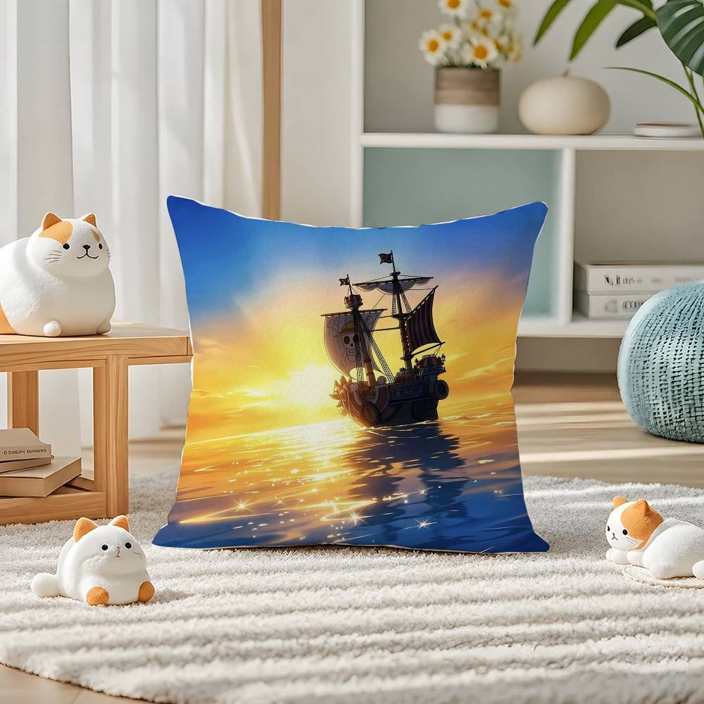 One Piece Red Hair Shanks Anime Plush Pillow Cover Soft Short Plush Cushion Cover For Sofa Bedroom Home Decor Gift Decoration
