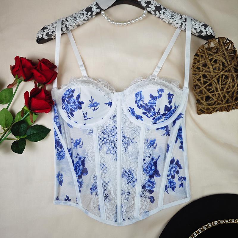 Elegant Fishbone Corset: European & American Style Lace Camisole with Buckle