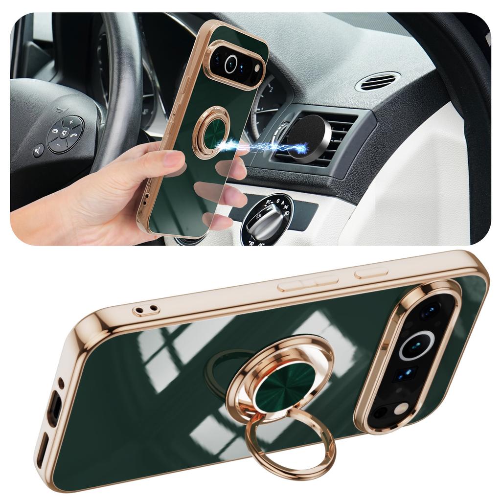 Měkký nárazuvzdorný pokovený držák s kroužkem Pouzdro na telefon Pro Google Pixel 10 9 Pro XL 9A 8A 8 Pro 7 7A Kryt Stojan Šasi Capa Funda Coque