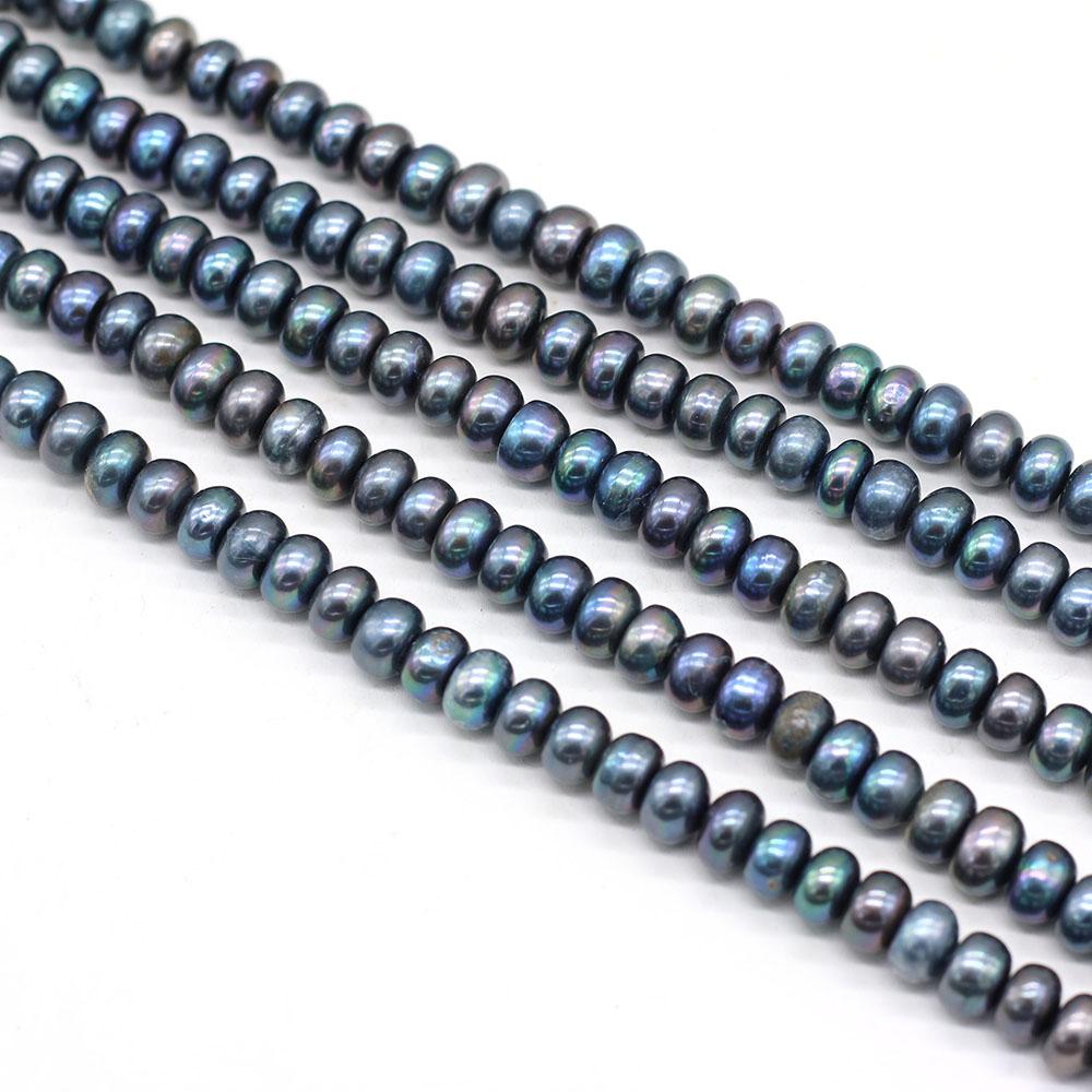 1String, Flat Natural Freshwater Pearls, 8-9mm Black Pearl Beads for Jewelry Making DIY Crafts, Birthday Wedding Gifts, 36cm
