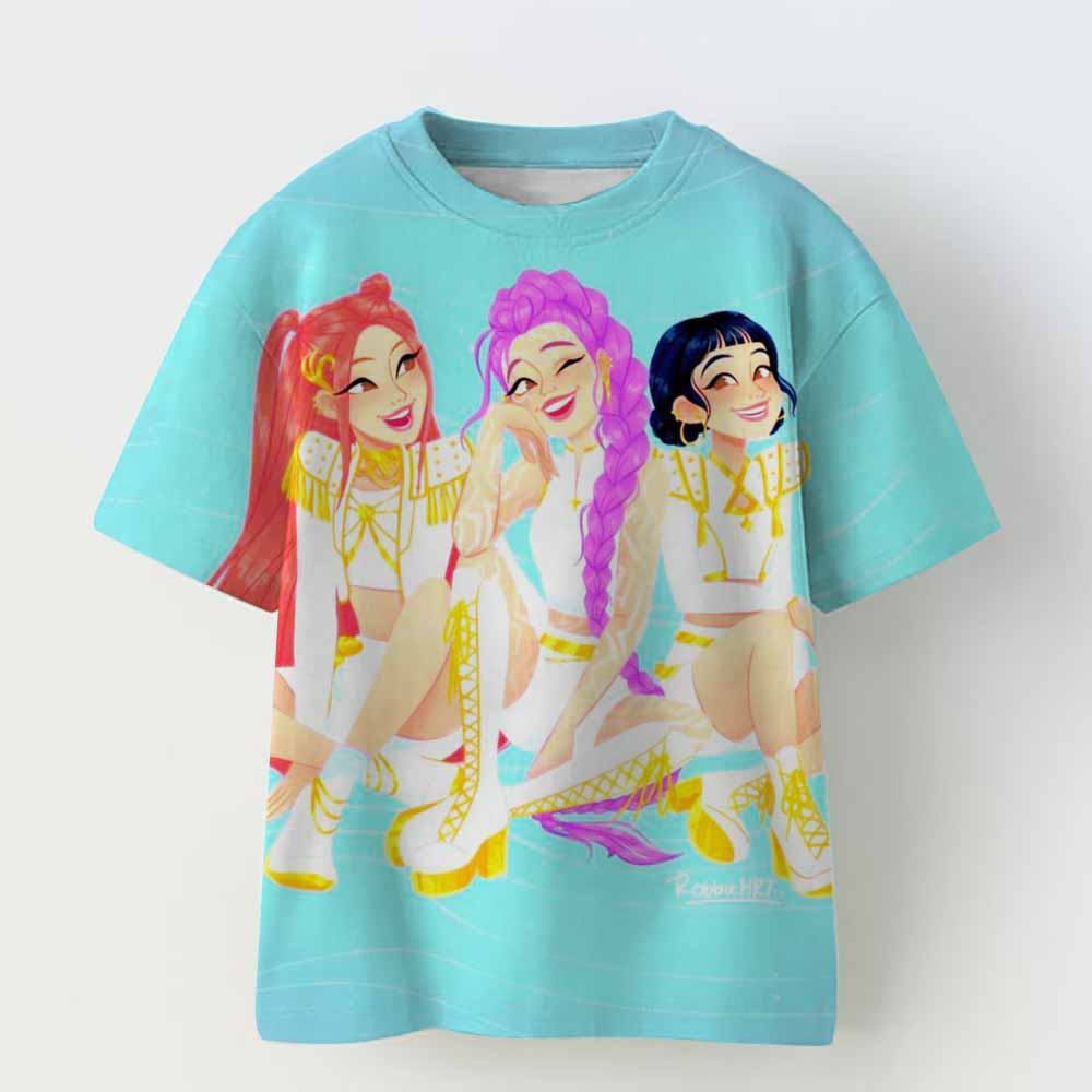 Haijian02 Children's Clothing KPop Demon Hunters Fans Gifts Kids Clothes Fashion Casual Tops 2025 Hot Movie Soft Baby Girls T Shirt 120