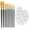 Foreign Trade Nylon Painting Brush Set - 10 Pieces, Red & Blue Handles, Flat Gouache & Oil Brushes